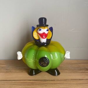 Murano Art Glass Hand-Blown Pumpkin Clown Figurine
